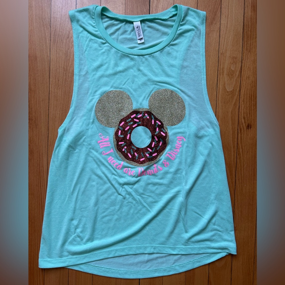 Glitter Donut Mouse Ears Design muscle tank